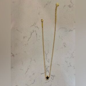 Kendra Scott Jae Star Black Drusy Necklace Gold Tone